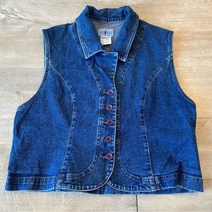 Vintage French Dressing Denim Vest Button Closure Size 14  casual classic